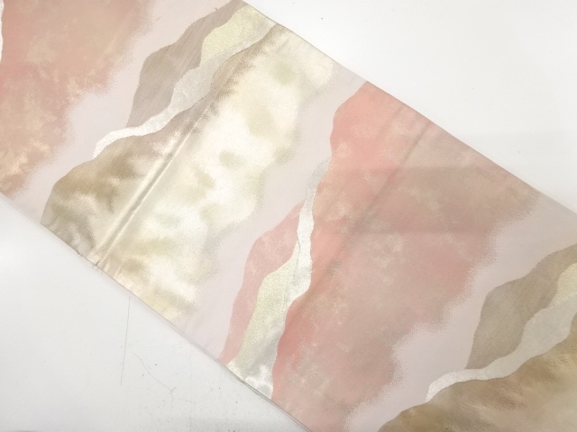 アンティーク　引箔　遠山模様織り出し袋帯（着用可）